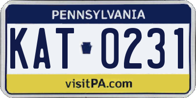 PA license plate KAT0231