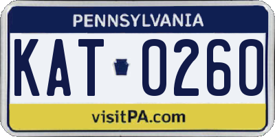 PA license plate KAT0260