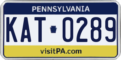PA license plate KAT0289