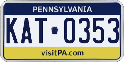 PA license plate KAT0353