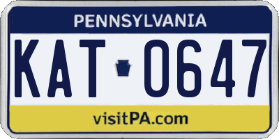PA license plate KAT0647