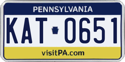 PA license plate KAT0651