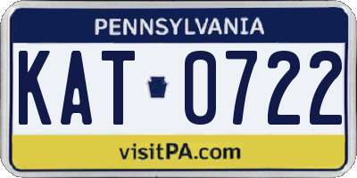 PA license plate KAT0722