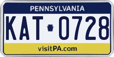 PA license plate KAT0728