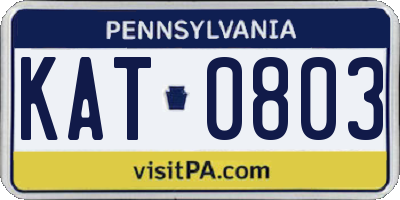 PA license plate KAT0803