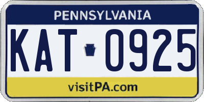PA license plate KAT0925