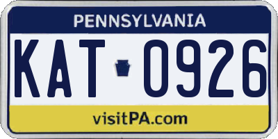 PA license plate KAT0926