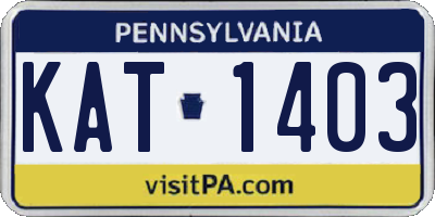 PA license plate KAT1403