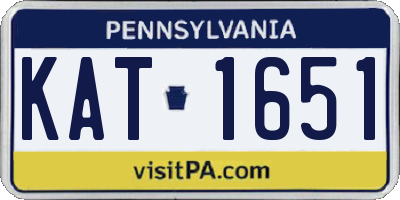 PA license plate KAT1651