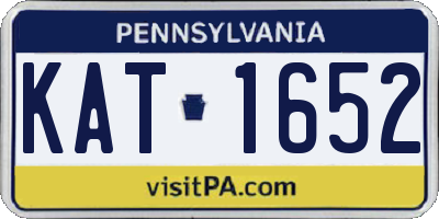 PA license plate KAT1652