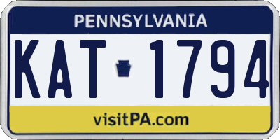 PA license plate KAT1794