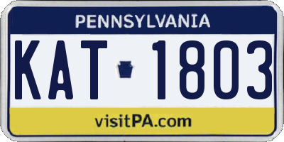 PA license plate KAT1803