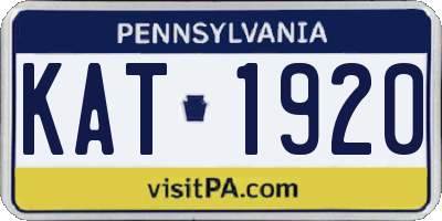 PA license plate KAT1920