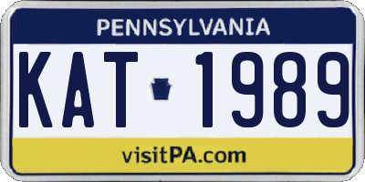 PA license plate KAT1989