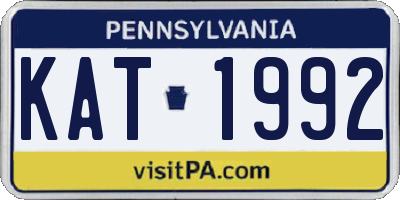 PA license plate KAT1992