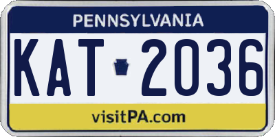 PA license plate KAT2036