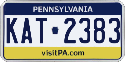 PA license plate KAT2383
