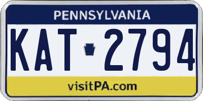 PA license plate KAT2794