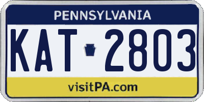 PA license plate KAT2803