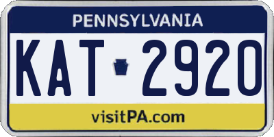 PA license plate KAT2920