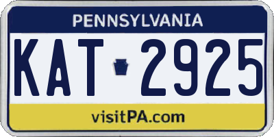 PA license plate KAT2925