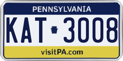 PA license plate KAT3008
