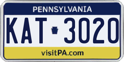 PA license plate KAT3020