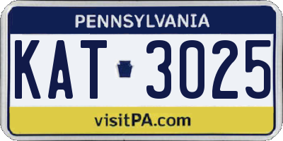 PA license plate KAT3025