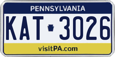 PA license plate KAT3026