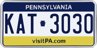 PA license plate KAT3030
