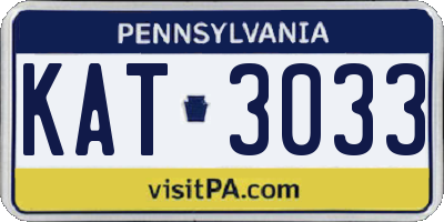 PA license plate KAT3033