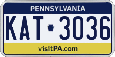 PA license plate KAT3036