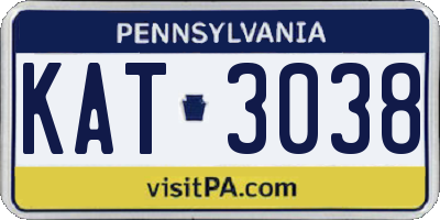 PA license plate KAT3038