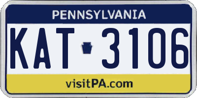 PA license plate KAT3106