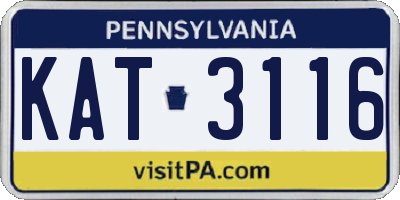 PA license plate KAT3116