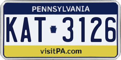 PA license plate KAT3126