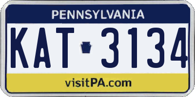 PA license plate KAT3134