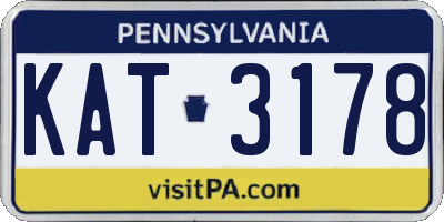 PA license plate KAT3178