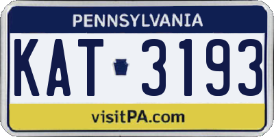 PA license plate KAT3193