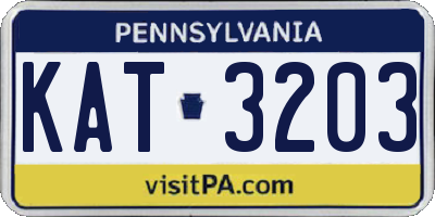 PA license plate KAT3203