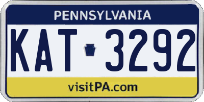 PA license plate KAT3292