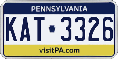 PA license plate KAT3326