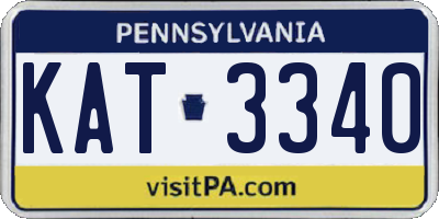 PA license plate KAT3340
