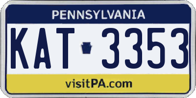 PA license plate KAT3353