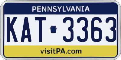 PA license plate KAT3363