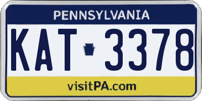 PA license plate KAT3378