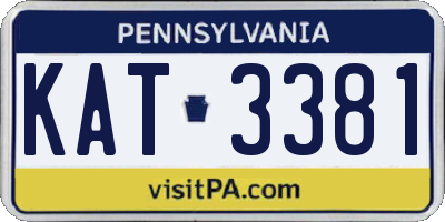PA license plate KAT3381