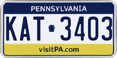 PA license plate KAT3403
