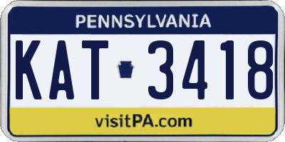 PA license plate KAT3418