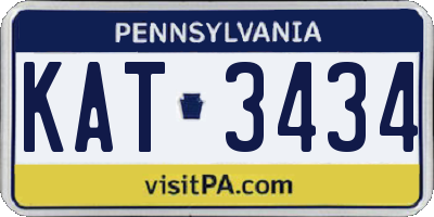 PA license plate KAT3434